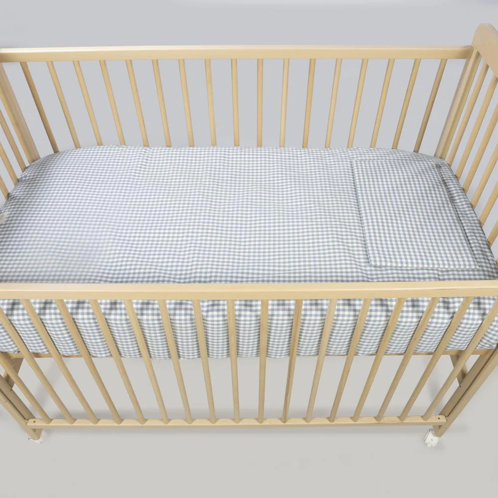 Conjunto de 3 Peças para Berço 120x60cm Walking Mum Vichy/Strips Matcha - Image 3