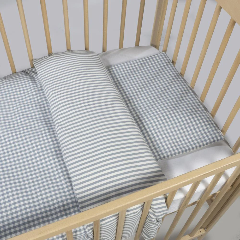 Conjunto de 3 Peças para Berço 120x60cm Walking Mum Vichy/Strips Matcha - Image 4