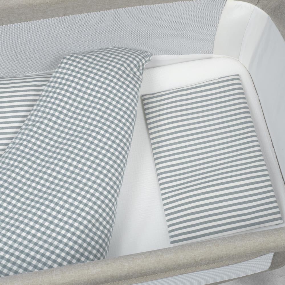Conjunto de 3 Peças para Berço 90x50cm Walking Mum Vichy/Strips Matcha - Image 2