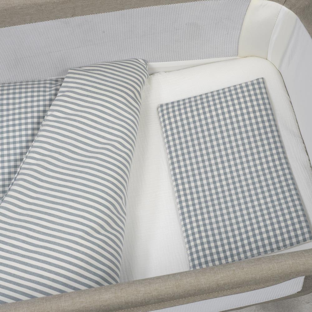 Conjunto de 3 Peças para Berço 90x50cm Walking Mum Vichy/Strips Matcha - Image 3