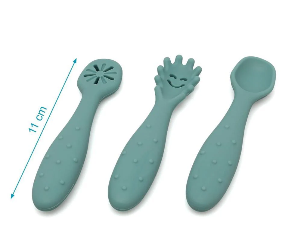 Conjunto de 3 Talheres de Aprendizagem em Silicone Sage - Image 5