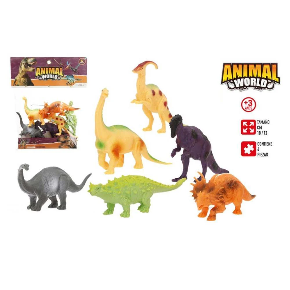 Conjunto de 6 Dinossauros Colorbaby Animal World 10/12 cm - Image 2