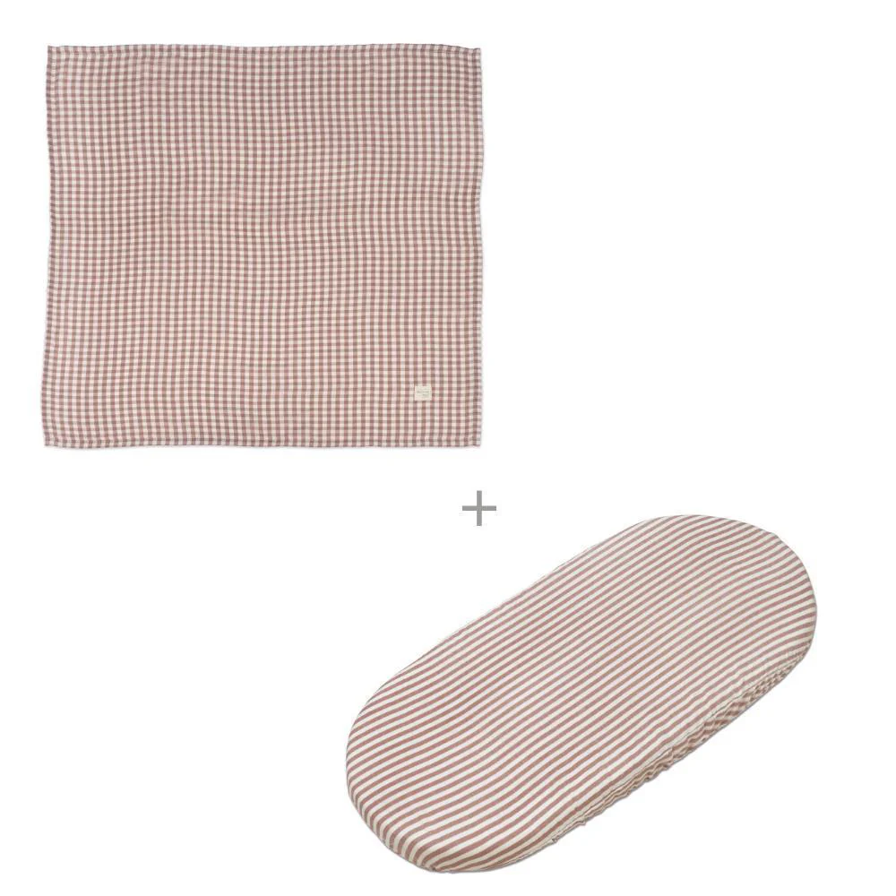 Conjunto de Lençóis para Alcofa Walking Mum Praliné Strips/Vicky Moka