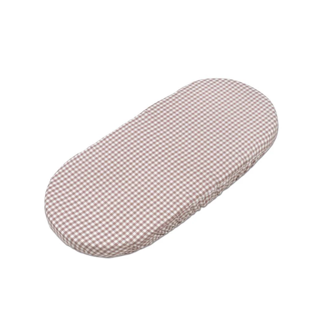 Conjunto de Lençóis para Alcofa Walking Mum Praliné Vichy/Strips Moka - Image 5