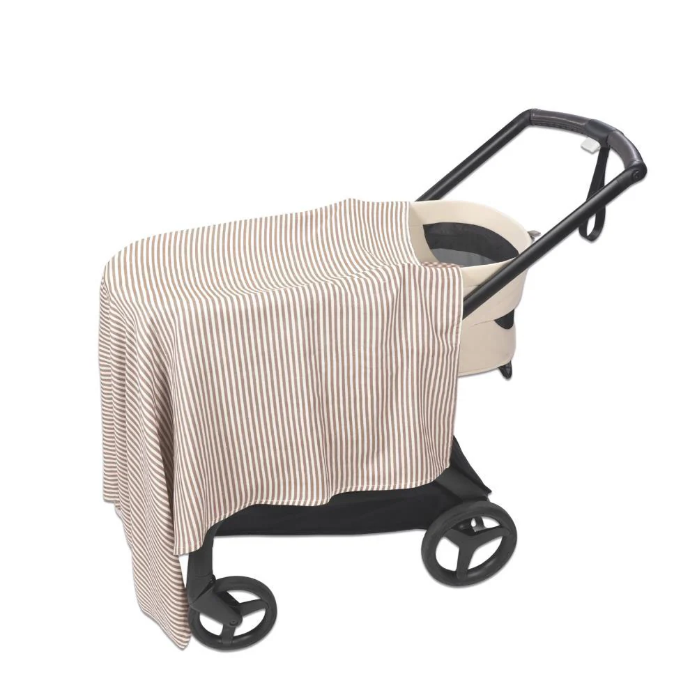 Conjunto de Lençóis para Alcofa Walking Mum Praliné Vichy/Strips Moka - Image 7