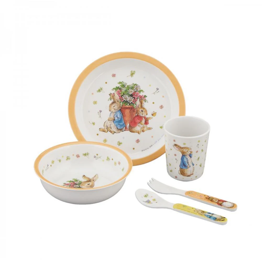Conjunto de Refeição em Melamina Peter Rabbit Alperce 5 Peças
