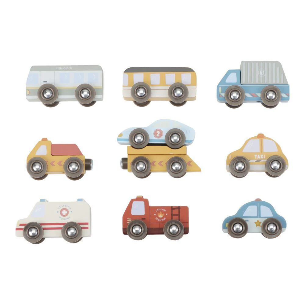 Conjunto Little Dutch 9 Veículos em Madeira