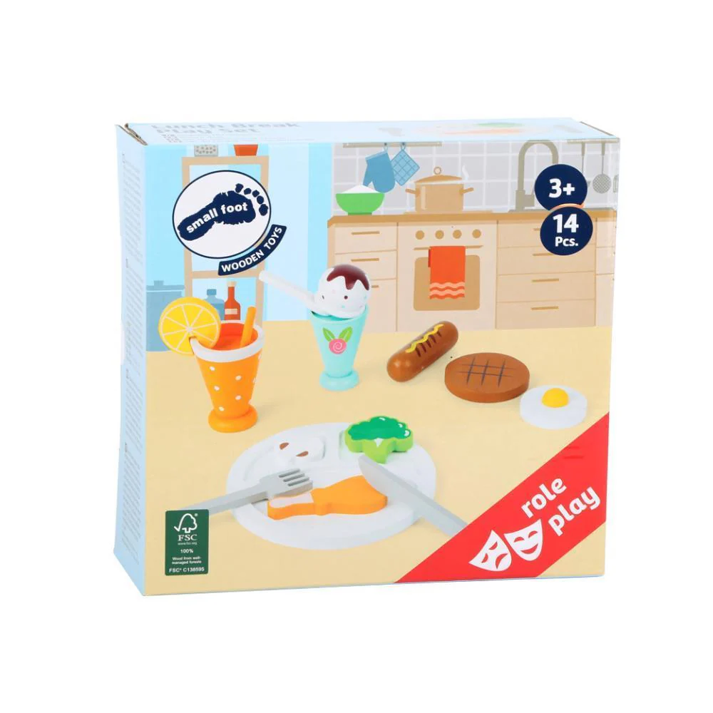 Conjunto Refeição Small Foot com Bebida e Gelado em Madeira 14 Peças