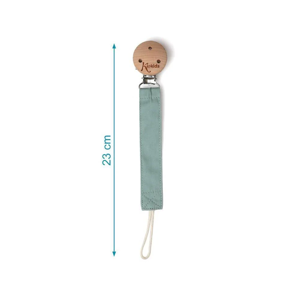 Corrente para Chupeta em Tecido com Clip em Madeira Kiokids Sage - Image 4