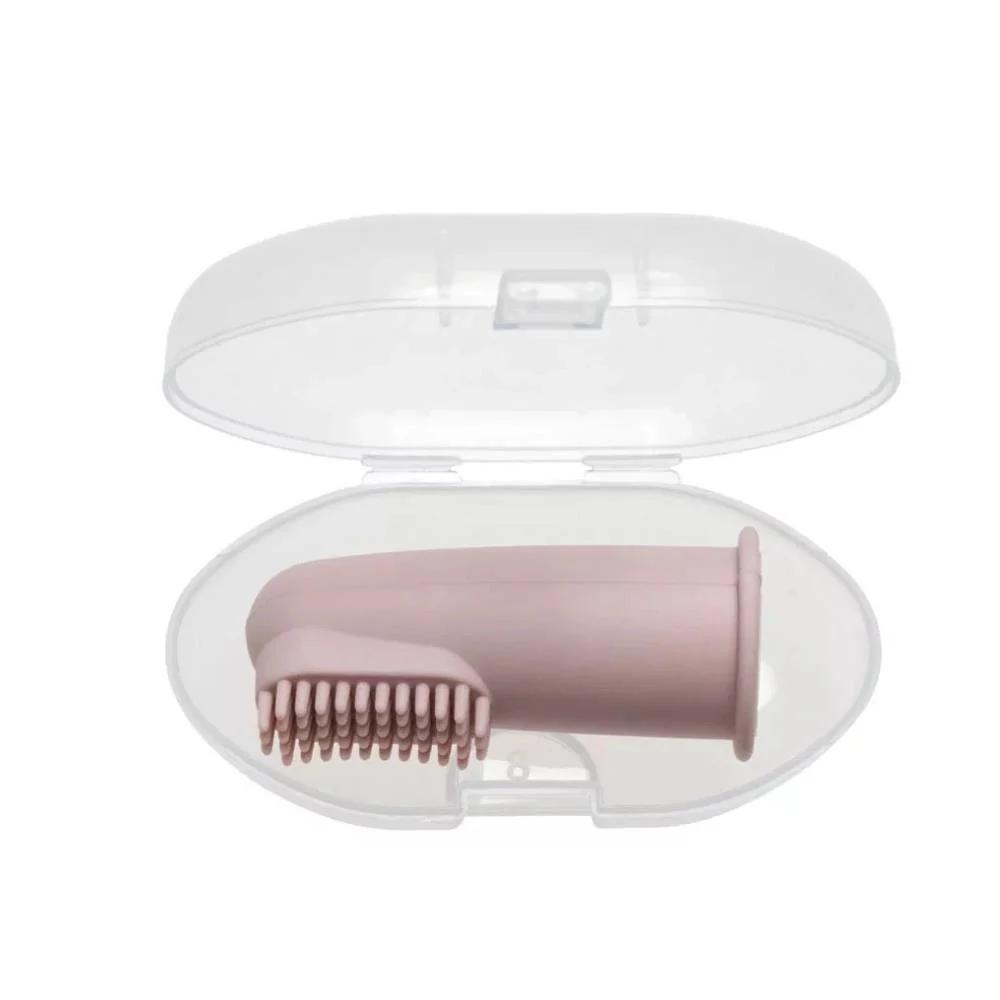 Escova de Dentes de Dedo em Silicone com Estojo Soft Pink
