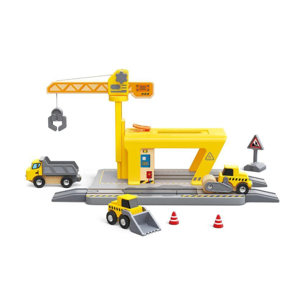 Grua e Veículos de Construção Hape 14 Peças