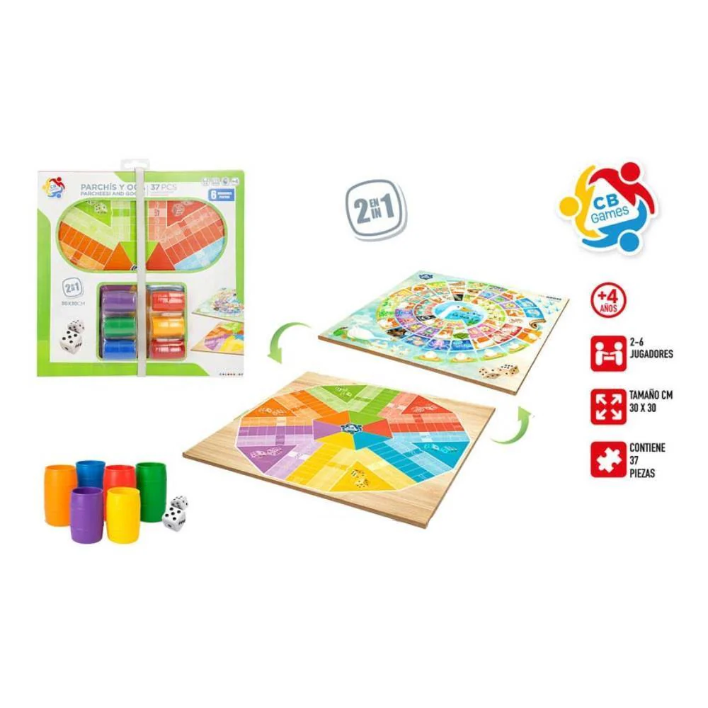 Jogo do Ganso e Ludo CB Games em Madeira 37 Peças 30 cm - Image 2