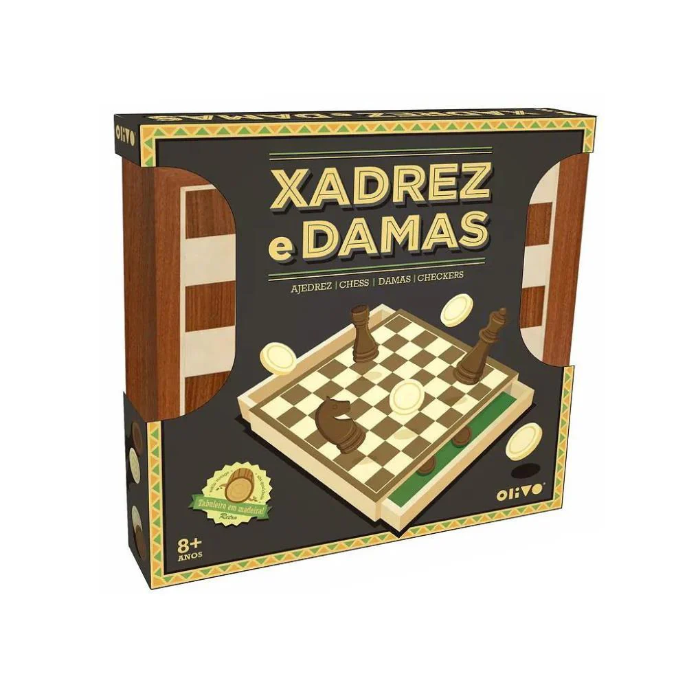 Jogo Olivo Xadrez e Damas em Madeira - Image 2