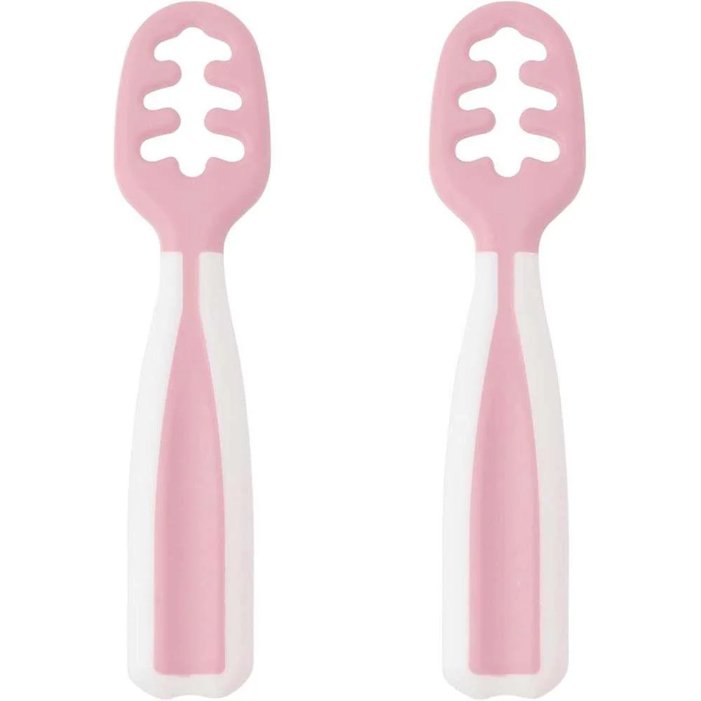 2 Pré-Colheres Kiokids Rosa e Branco