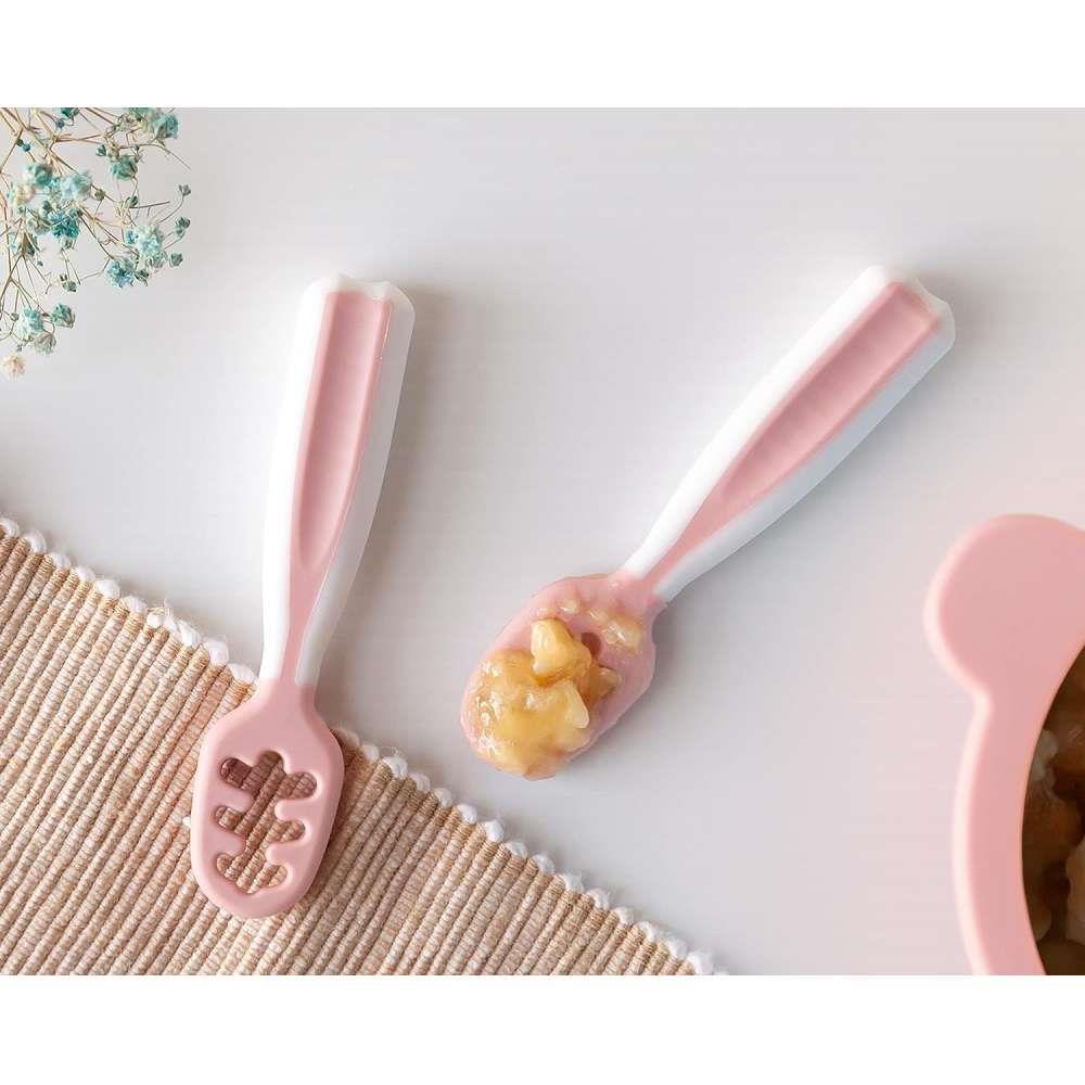 2 Pré-Colheres Kiokids Rosa e Branco - Image 3
