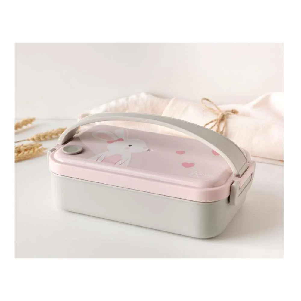 Kiokids Caixa/Lancheira em Inox com Pega Coelho Rosa - Image 2