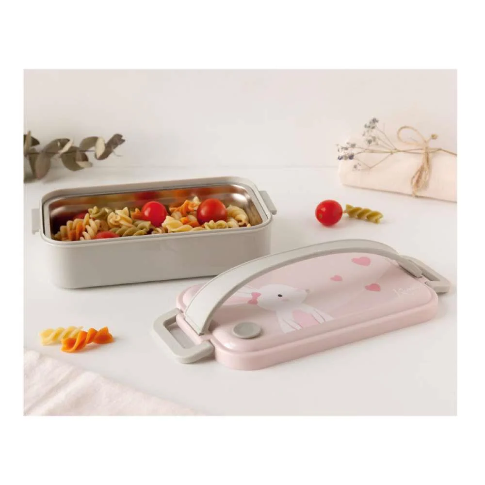 Kiokids Caixa/Lancheira em Inox com Pega Coelho Rosa - Image 3