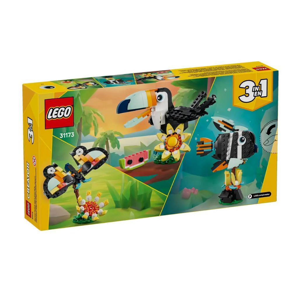 Lego Creator 3em1 Animais Selvagens Tucano Tropical 225 Peças - Image 5