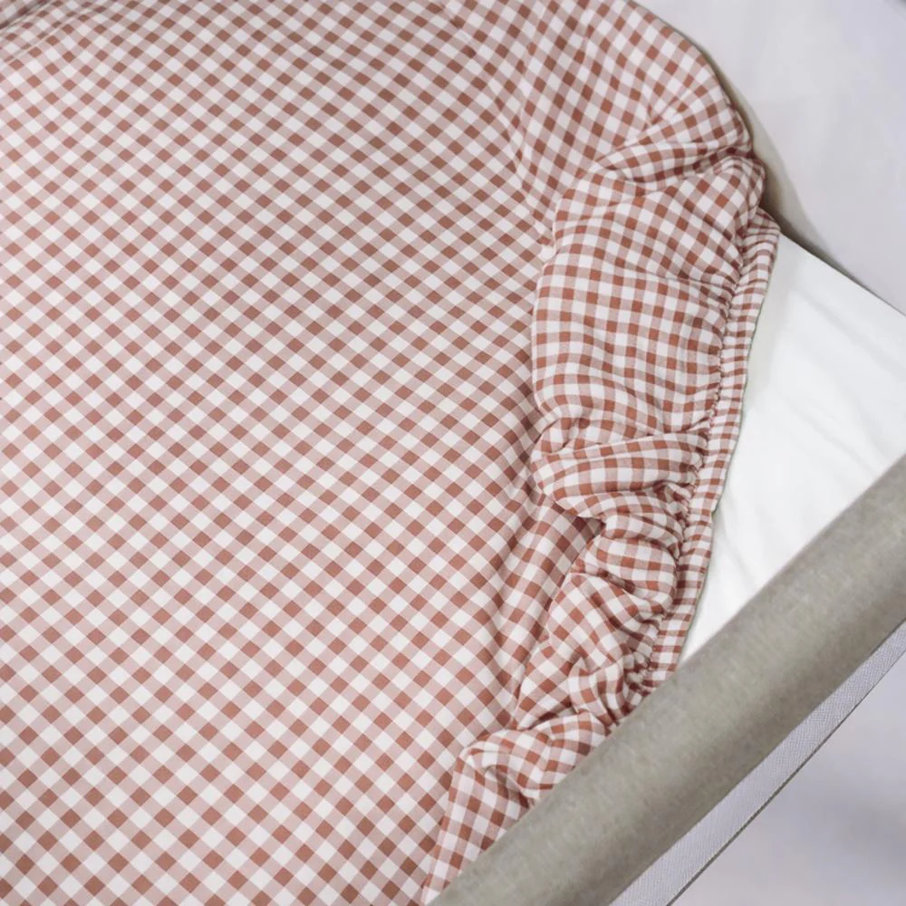 Lençol Ajustável Walking Mum Praliné Vichy Moka para Berço/Cama 90x50cm - Image 2