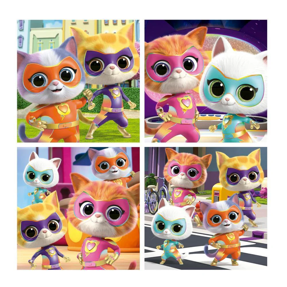 Mala com 4 Puzzles Progressivos Educa  Super Kitties 12 a 25 Peças - Image 2