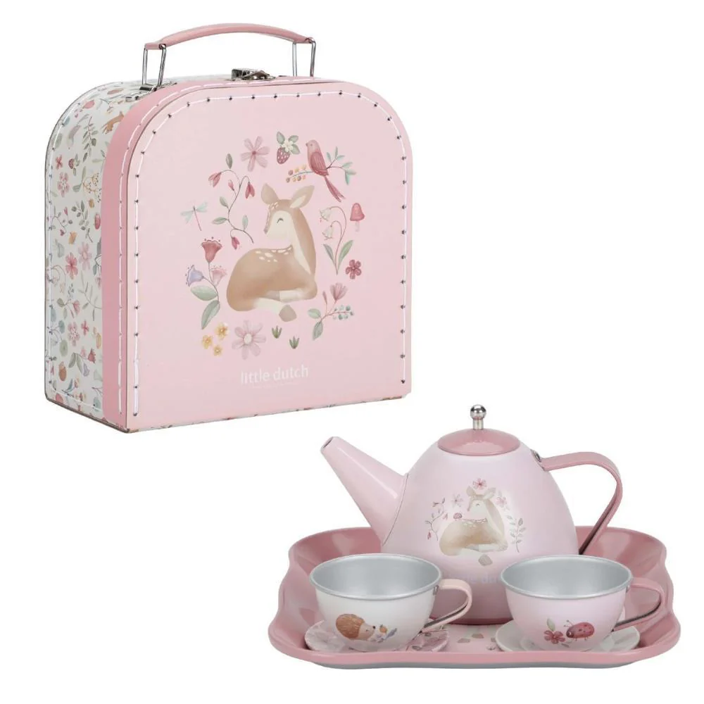 Mala com Conjunto de Chá em Metal Little Dutch Fairy Garden
