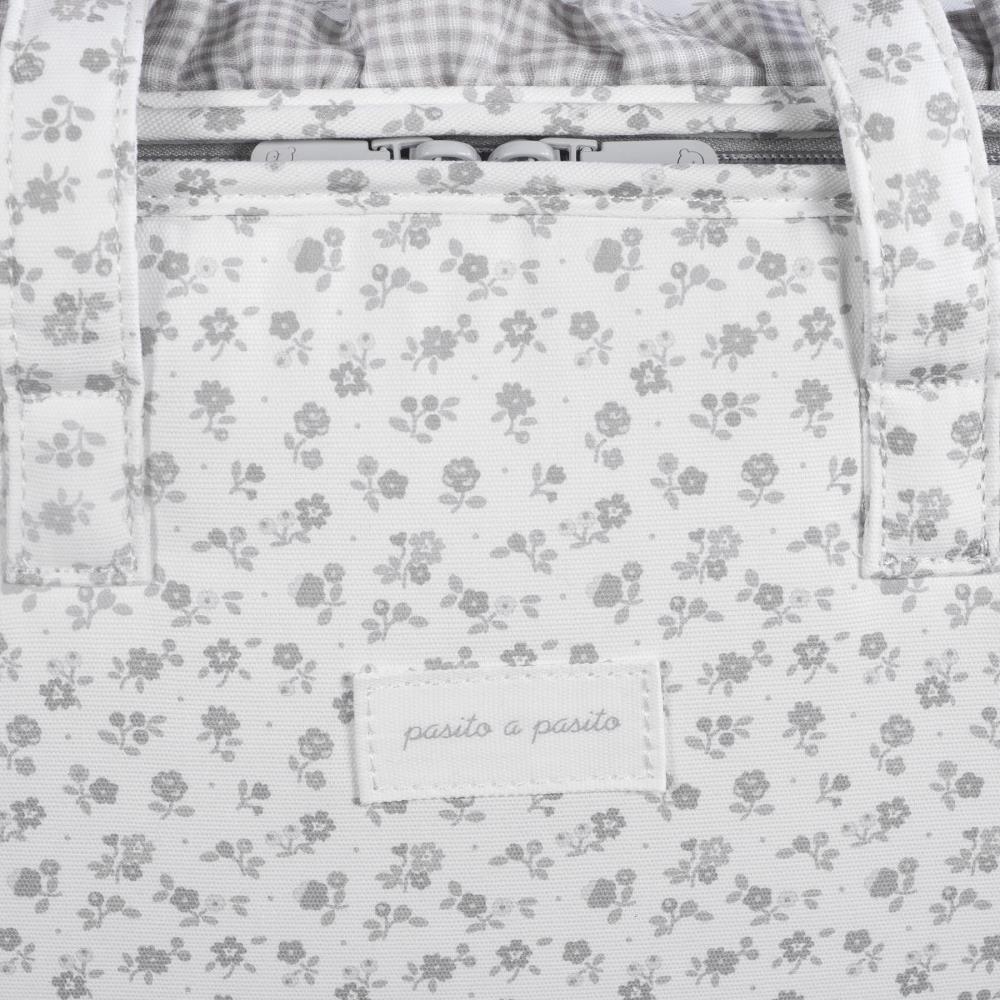 Mala de Maternidade Pasito a Pasito Little Bloom Flowers Grey - Image 8