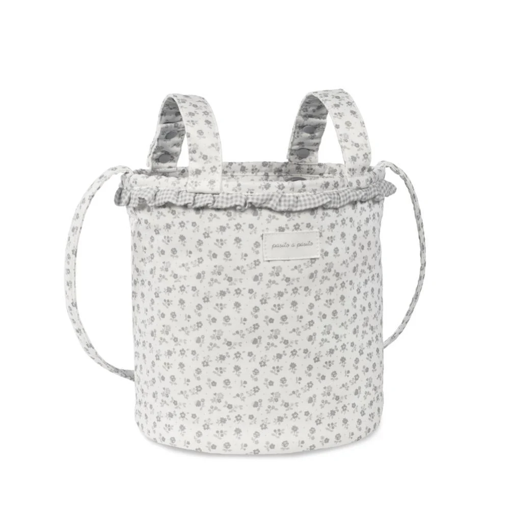 Mala Organizadora Bucket Pasito a Pasito Little Bloom Flowers Grey