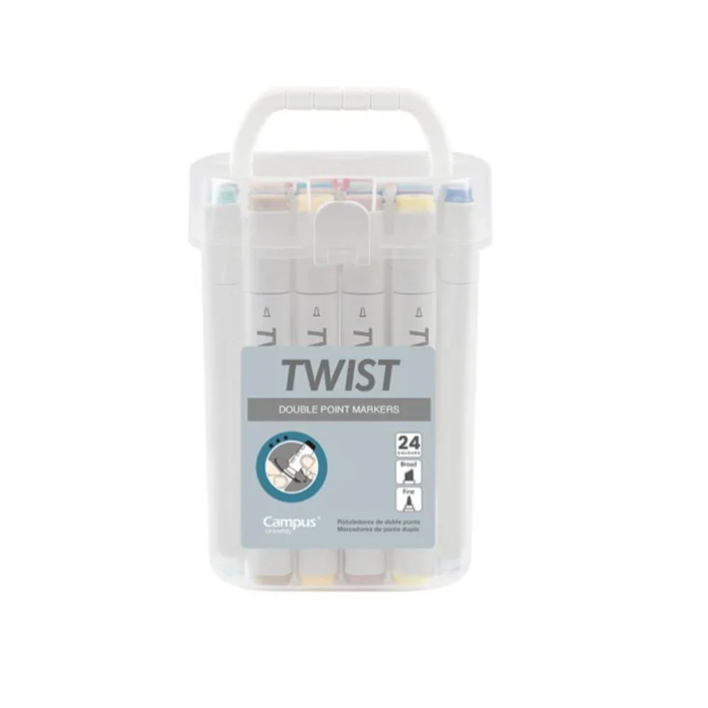 Marcadores Campus Twist com Ponta Dupla 24 Cores 5mm