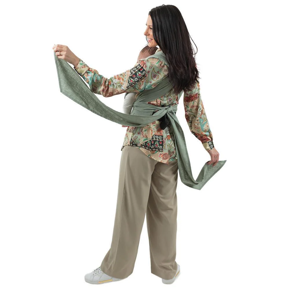 Marsúpio/Porta-Bebés Isara Quick Half Buckle Linen Sage Green - Image 7
