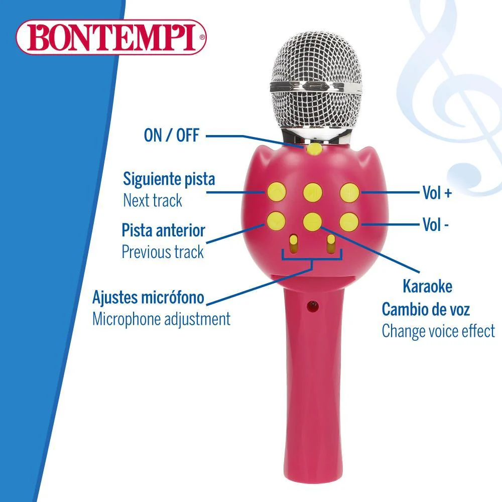 Microfone Karaoke Bontempi com Wireless Rosa - Image 3