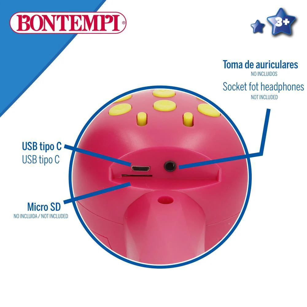 Microfone Karaoke Bontempi com Wireless Rosa - Image 4