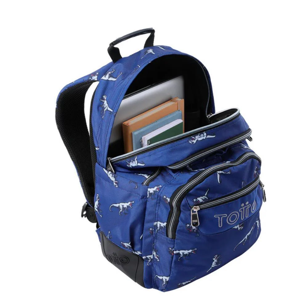 Mochila Média Totto Rayol Dinossauros Azul 44cm - Image 4