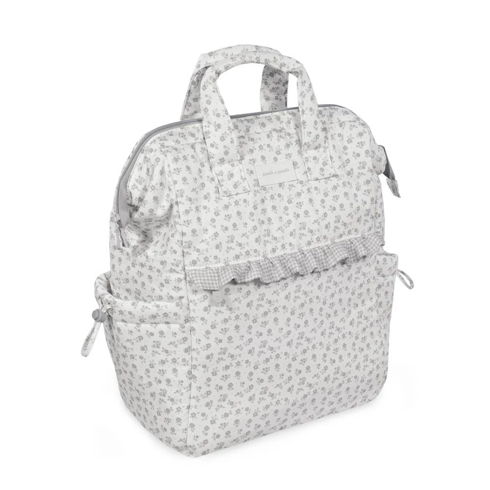 Mochila Pasito a Pasito Little Bloom Flowers Grey - Image 4