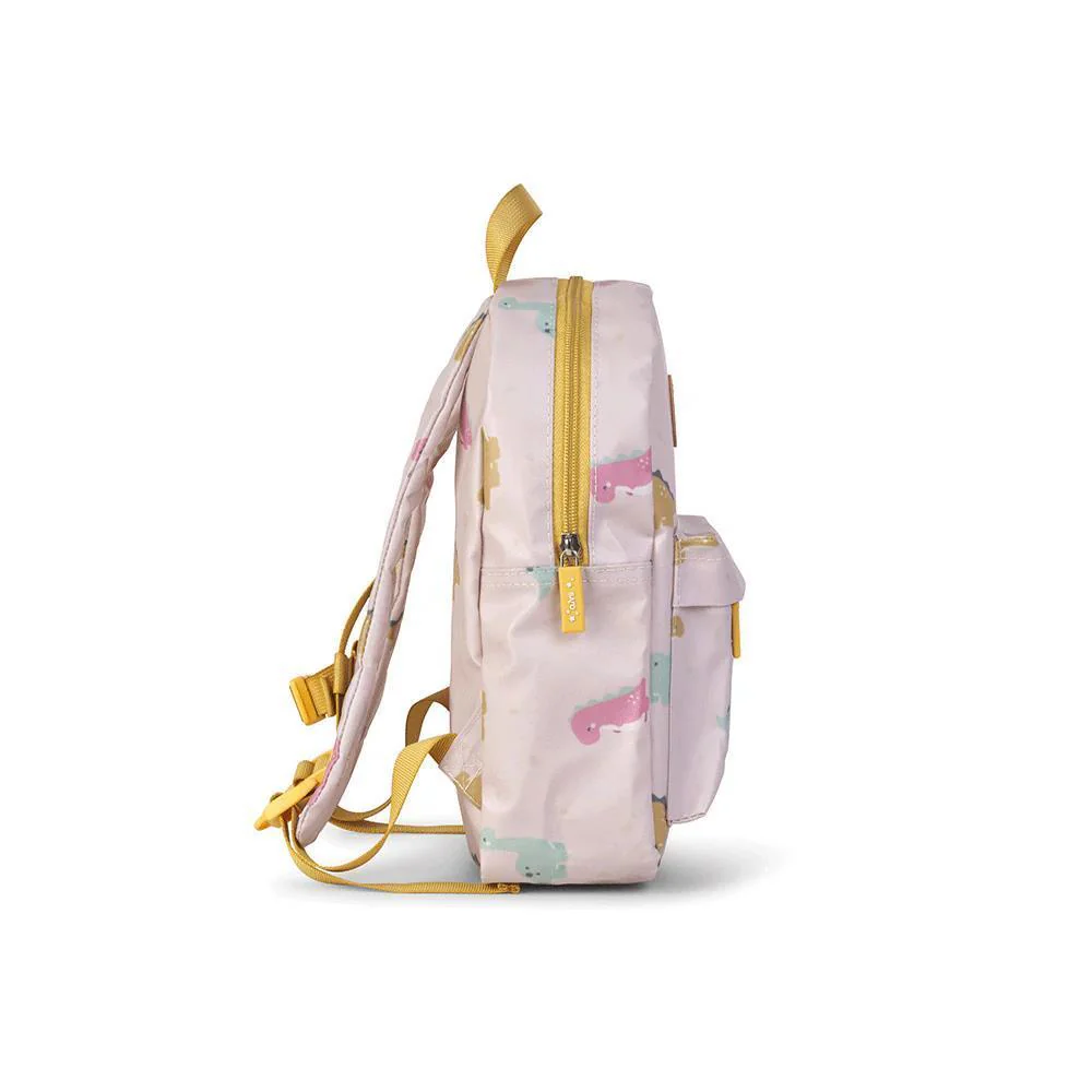 Mochila Pequena com Bolso Saro Happy Dinos Mostarda 29cm - Image 3