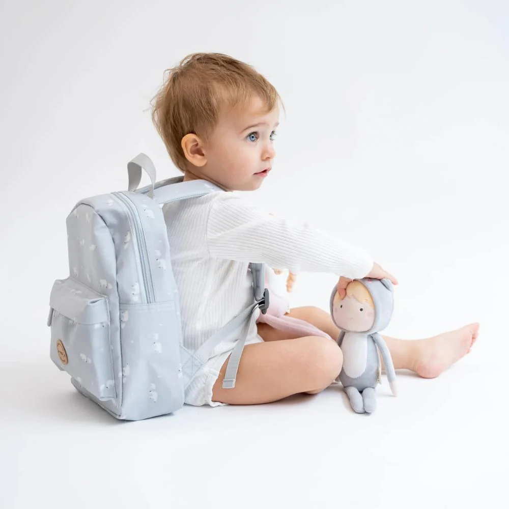 Mochila Pequena com Bolso Saro Polaris Cinza 29cm - Image 5
