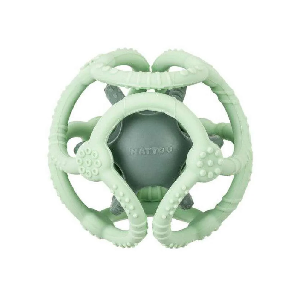 Mordedor com 2 Bolas em Silicone Nattou Menta e Verde