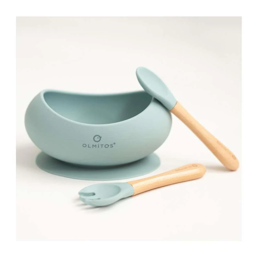 Conjunto de Alimentação em Silicone com 3 Peças Azul - Image 3