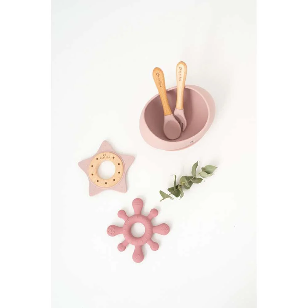 Conjunto de Alimentação em Silicone com 3 Peças Rosa - Image 5