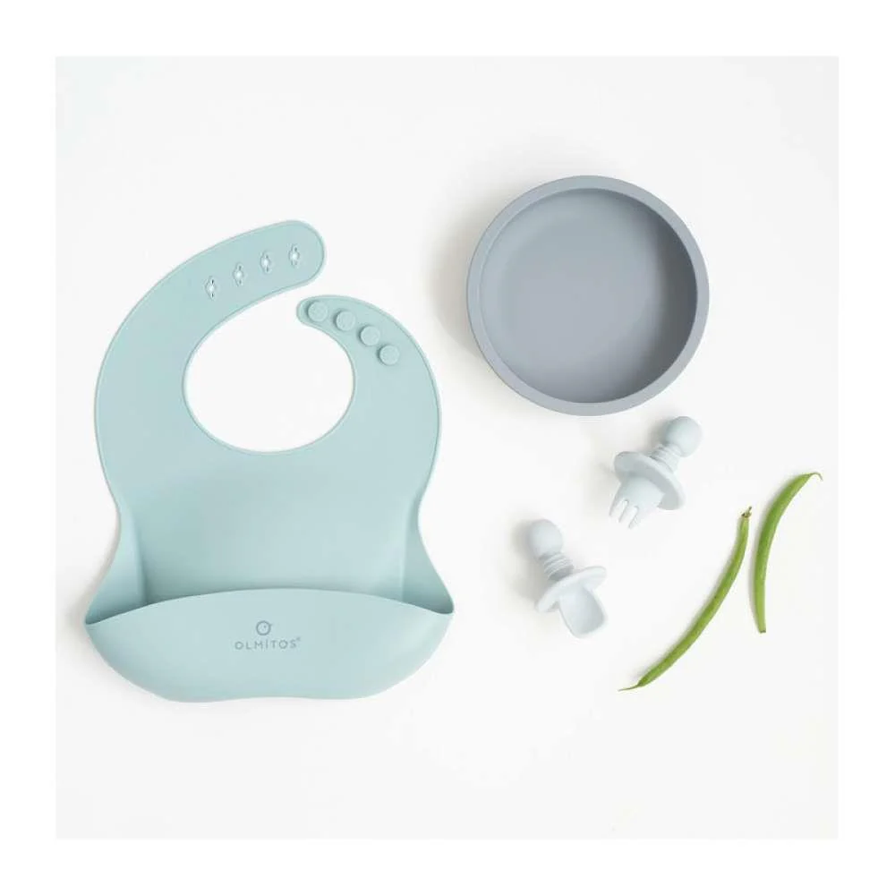 Conjunto de Alimentação em Silicone com 4 Peças Azul - Image 4
