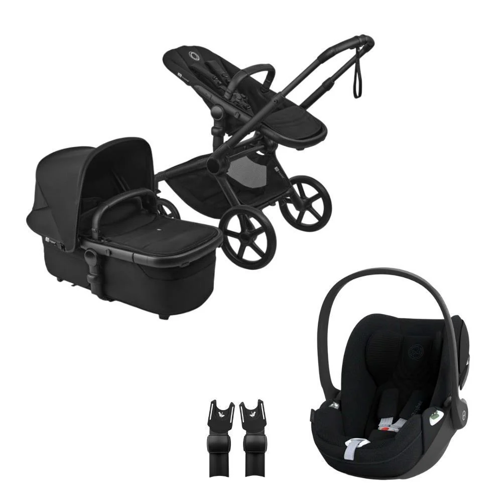 Pack Bugaboo Fox5 Renew Completo Black/Heritage Black + Cybex Cloud T Plus Sepia Black 45-87cm + Adaptadores