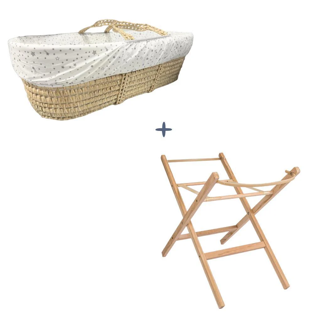 Pack Clair de Lune Alcofa de Verga Star Special + Suporte de Alcofa Estático e Dobrável em Madeira Natural