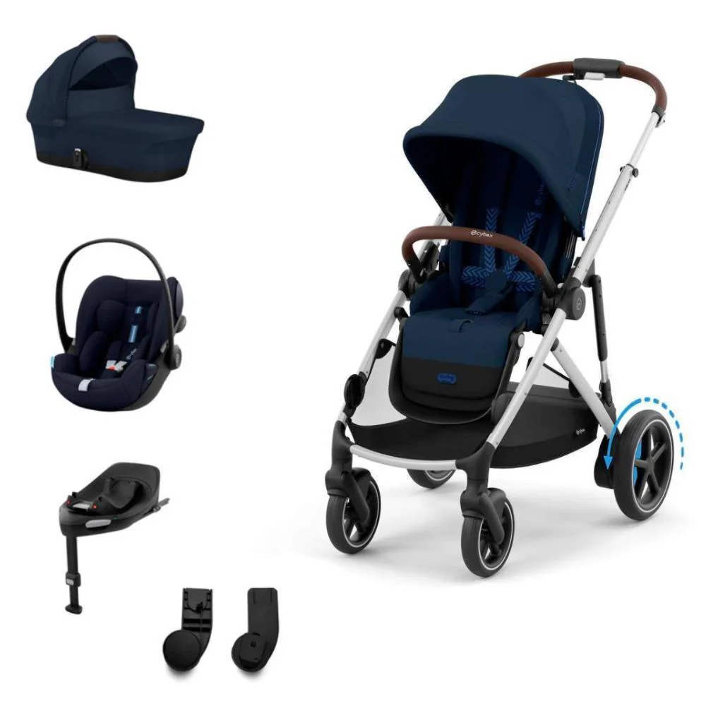 Pack Cybex Carrinho e-Gazelle S SLV + Cloud G Plus Ocean Blue + Base G + Alcofa Gazelle S
