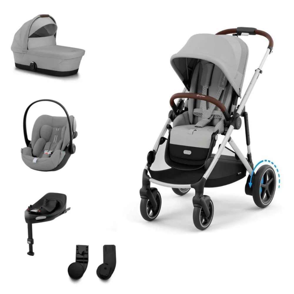 Pack Cybex Carrinho e-Gazelle S SLV + Cloud G Plus Stone Grey + Base G + Alcofa Gazelle S