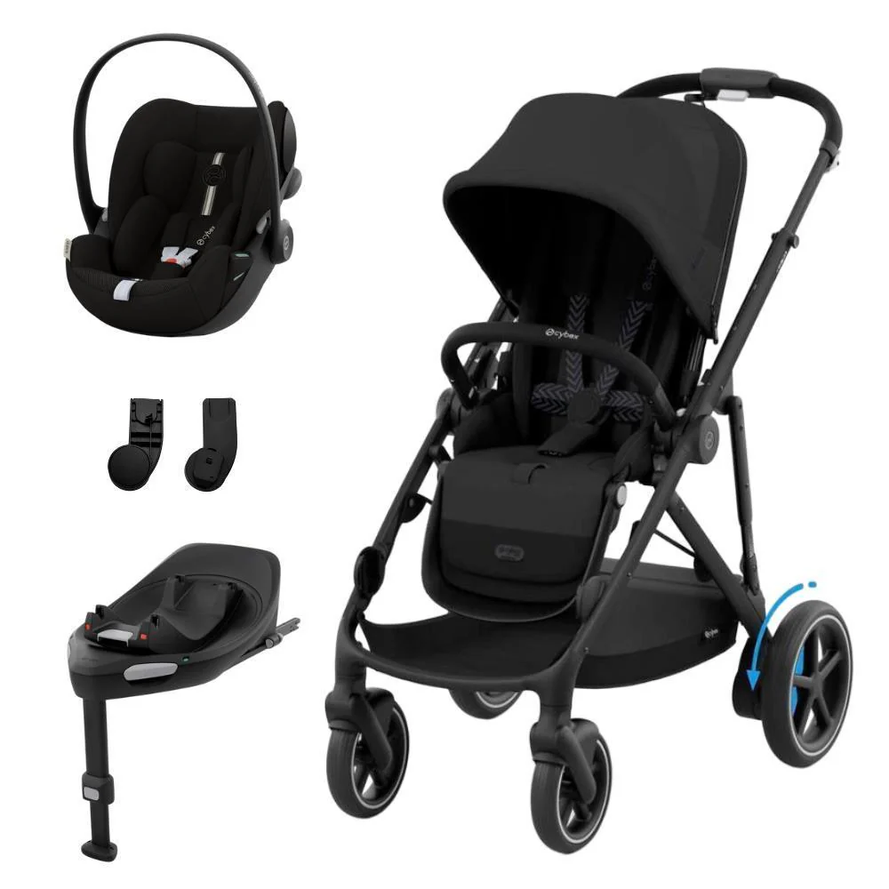 Pack Cybex e-Gazelle S BLK Moon Black + Cloud G i-Size Plus Moon Black 40-87 cm + Adaptadores + Base Isofix G i-Size