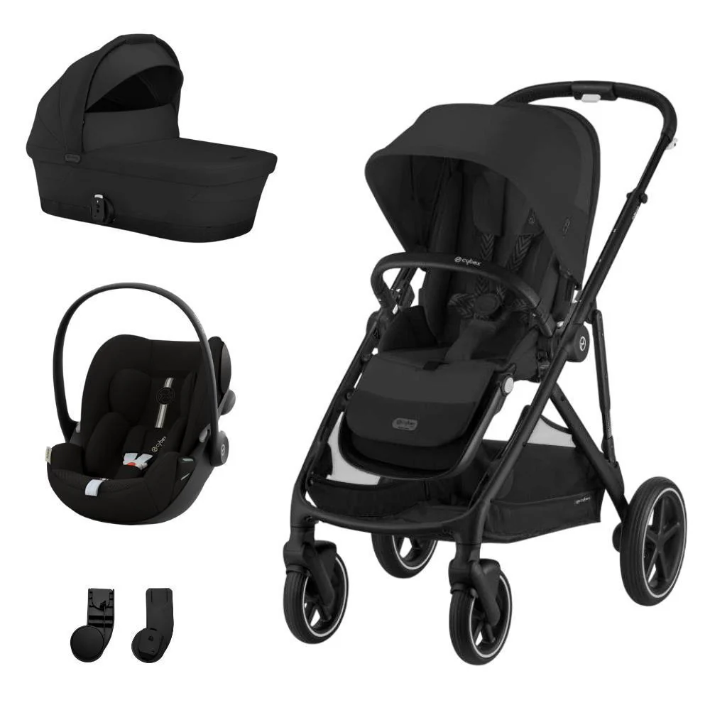 Pack Cybex Gazelle S BLK Moon Black + Alcofa Gazelle S Moon Black + Cloud G i-Size Plus Moon Black 40-87 cm + Adaptadores