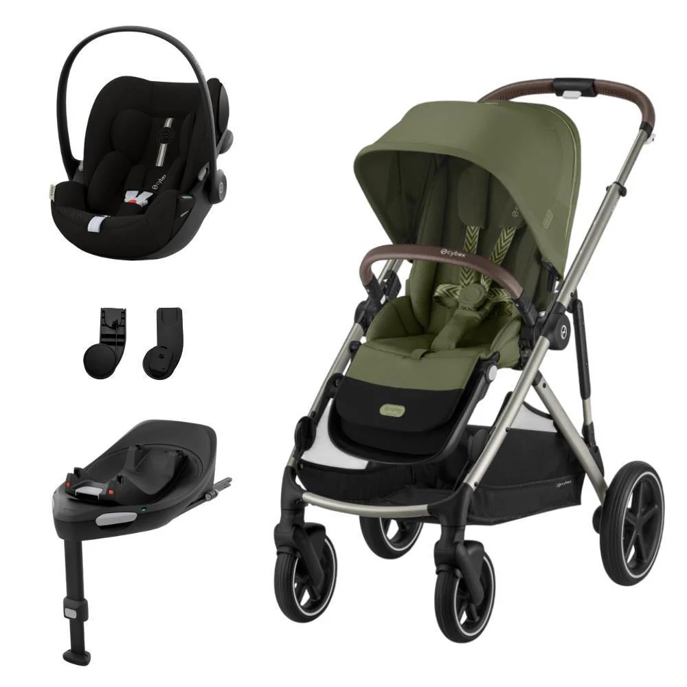 Pack Cybex Gazelle S TPE Moss Green + Cloud G i-Size Plus Moon Black 40-87 cm + Adaptadores + Base Isofix G i-Size