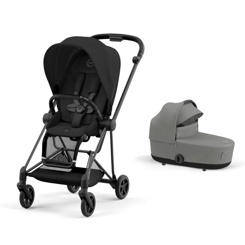 Pack Cybex Platinum Mios Matt Black + Pack de Tecidos Sepia Black + Alcofa Mios Lux Mirage Grey