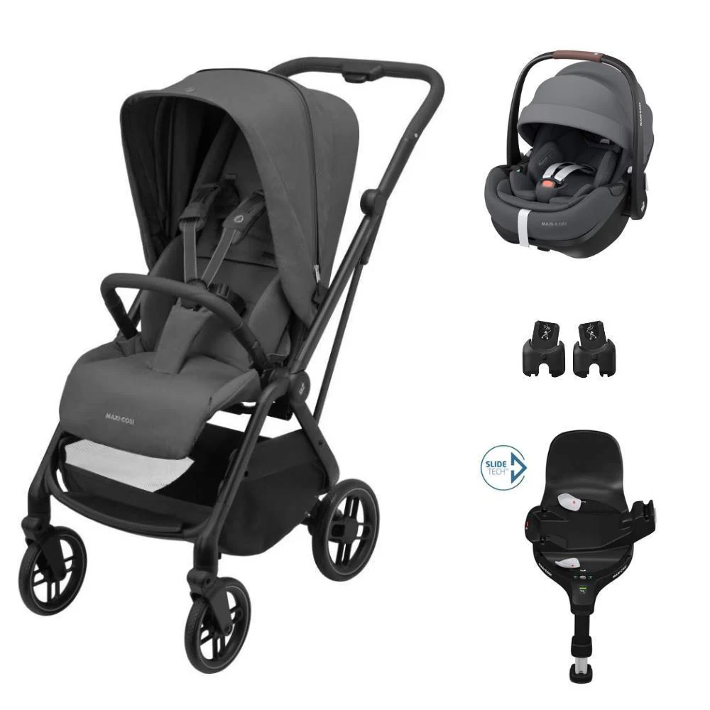 Pack Maxi-Cosi Leona² + Pebble 360 Pro² Twillic Graphite + Adaptadores + Base FamilyFix 360 Pro