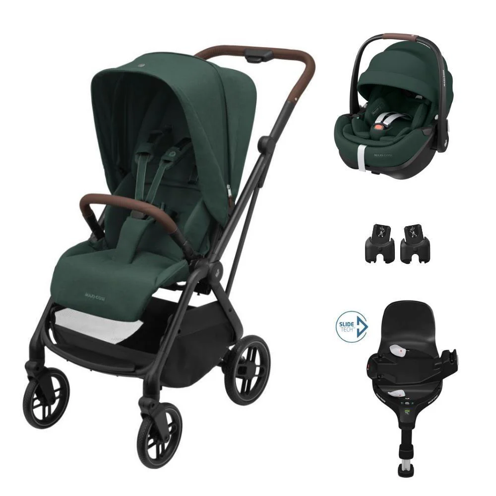 Pack Maxi-Cosi Leona² + Pebble 360 Pro² Twillic Green + Adaptadores + Base FamilyFix 360 Pro