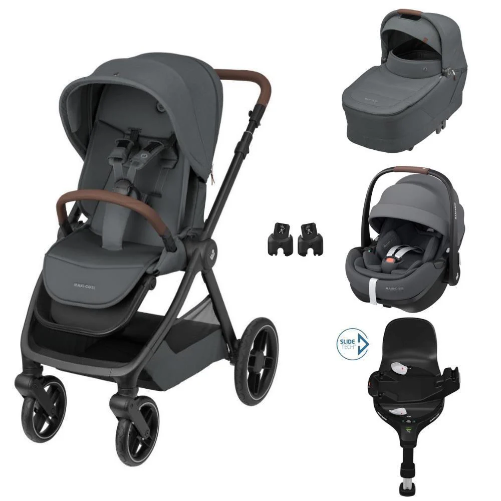 Pack Maxi-Cosi Oxford Plus com Alcofa Sense + Pebble 360 Pro² Twillic Graphite + Adaptadores + Base FamilyFix 360 Pro